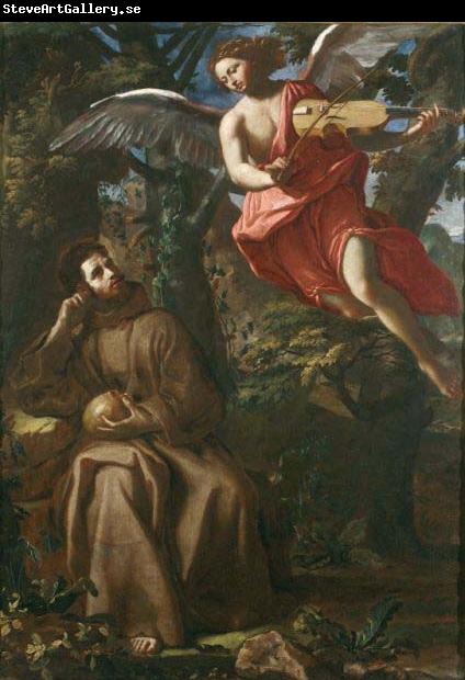 Francesco Cozza Saint Francis consoled by an Angel